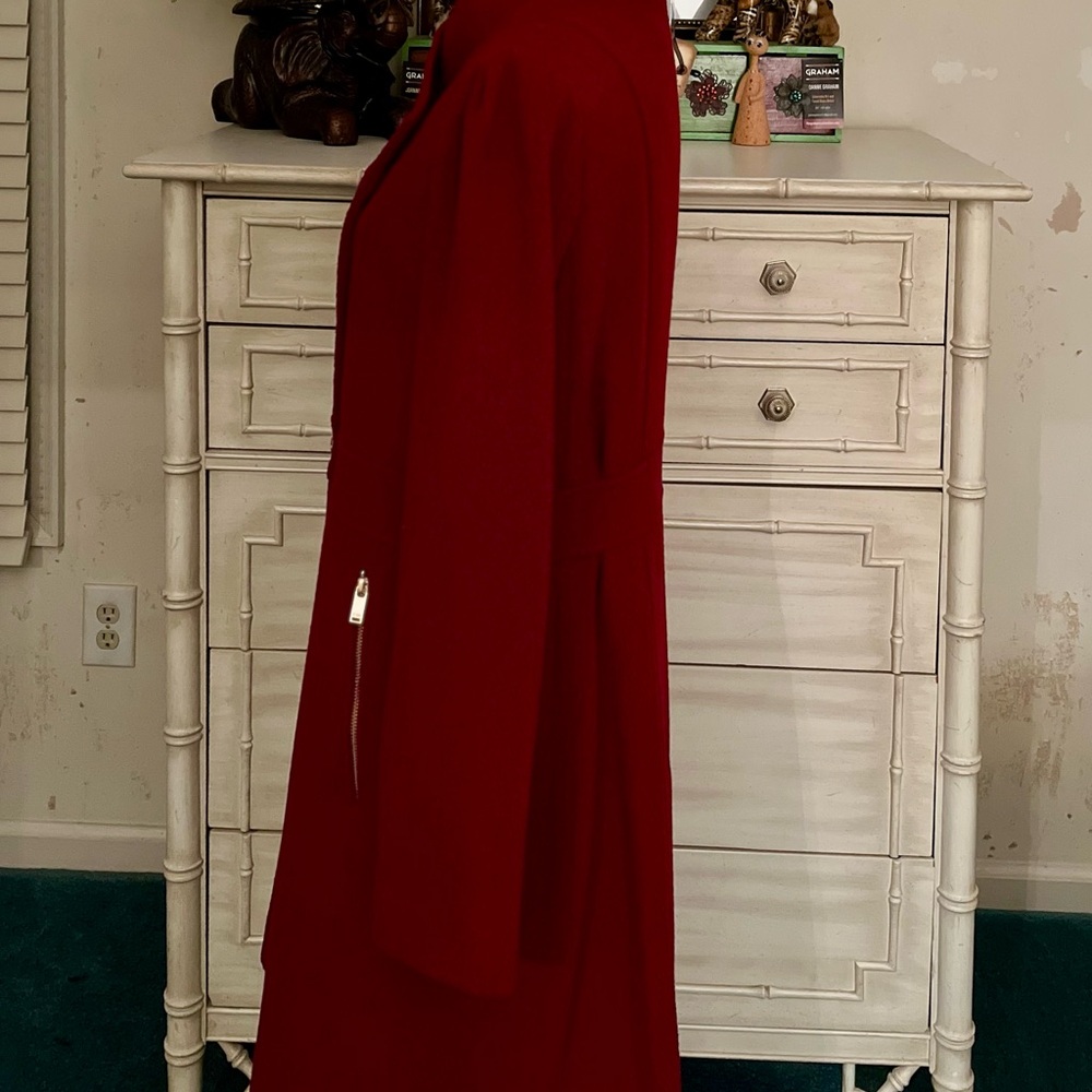 Cherry Red Wool Pea Coat by GUESS - Picture 3 of 12